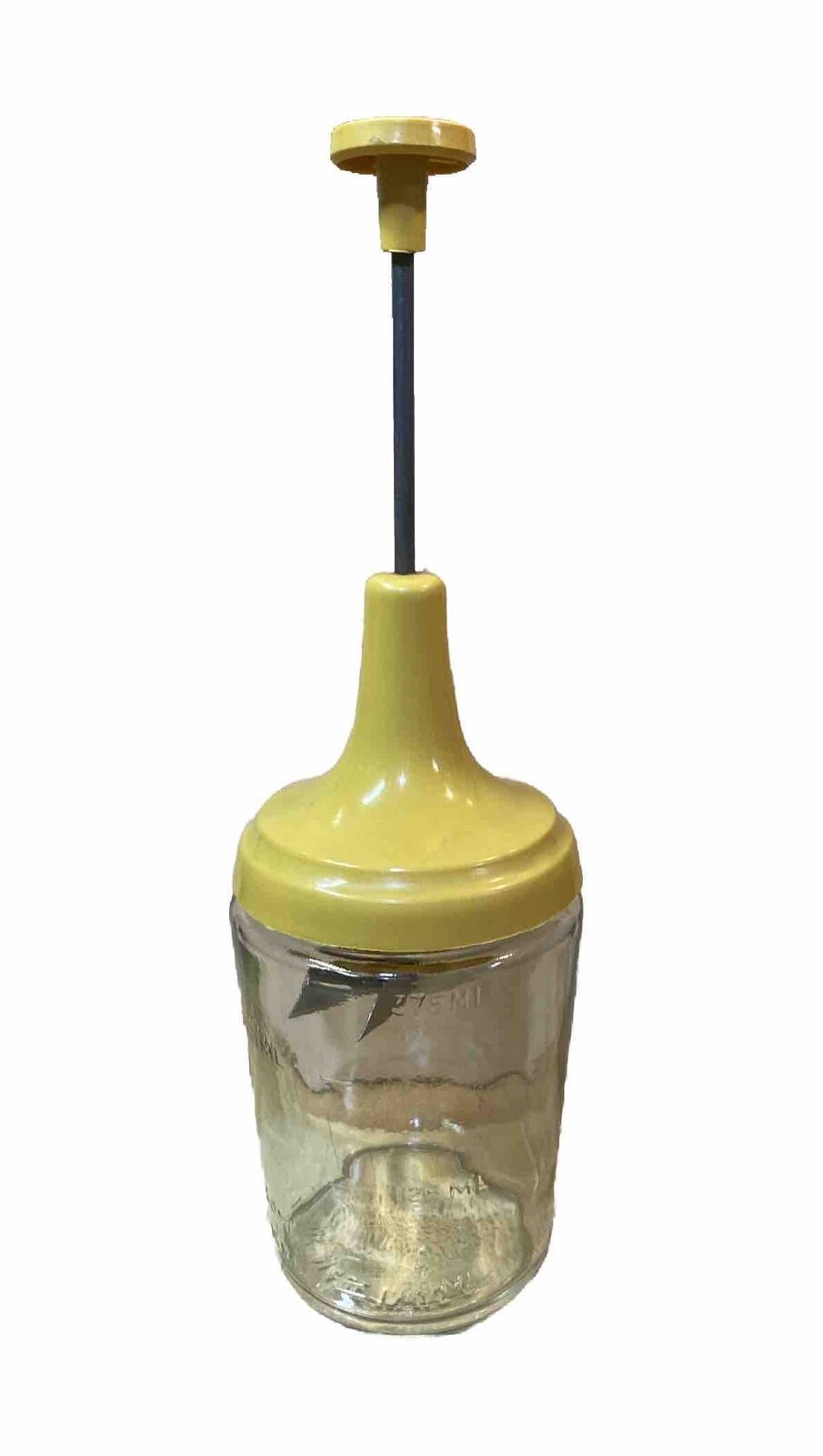 Vintage Federal Housewares Harvest Gold Top Glass Jar Nut Onion Chopper Made USA