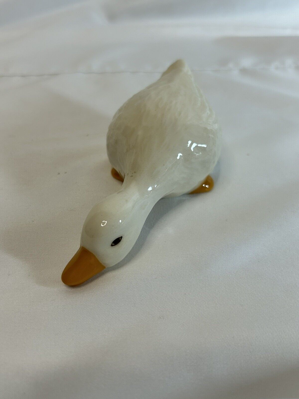 Vintage Glossy  White Goose Ceramic Figurine