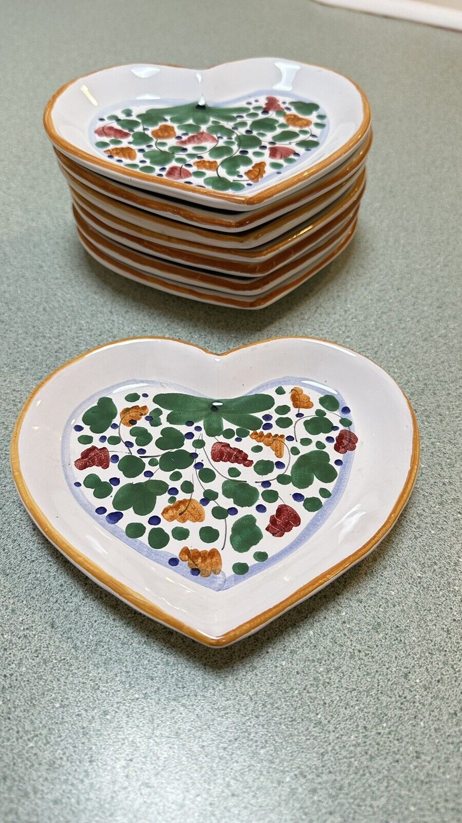Medium Heart Shaped Hand Painted Decorative Ceramic Dish Plate Made in Italy