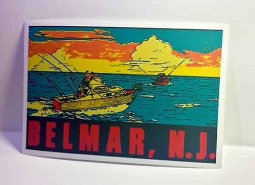 Belmar New Jersey Vintage Style Travel Decal / Vinyl Sticker, Luggage Label
