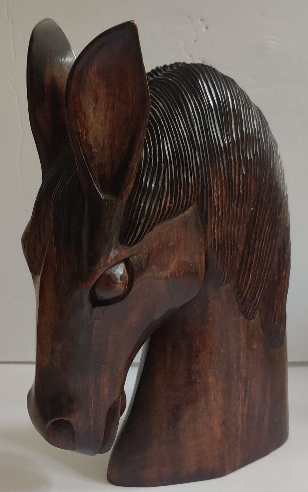 Vintage Carved Wood Horse Mid Century Modern Bust 12\