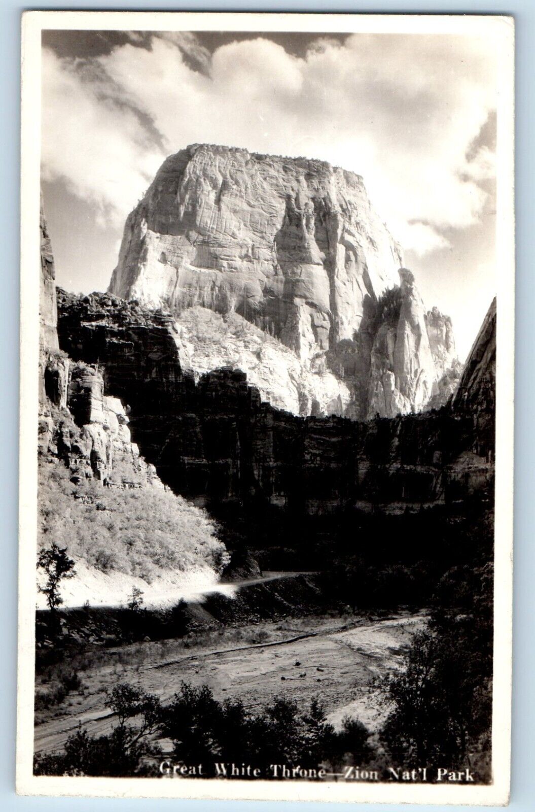 Zion National Park Utah UT Postcard RPPC Photo Great White Throne c1930's