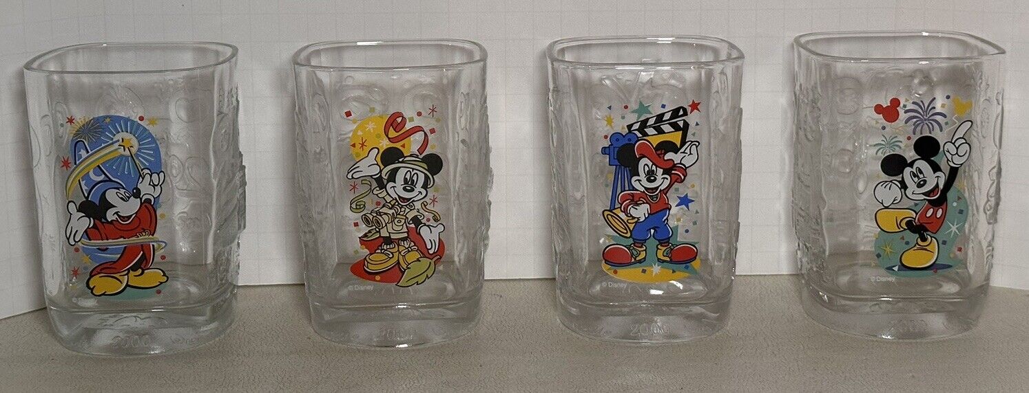 McDonald’s 2000 Walt Disney World Celebration Glasses Mickey Mouse Set Of 4