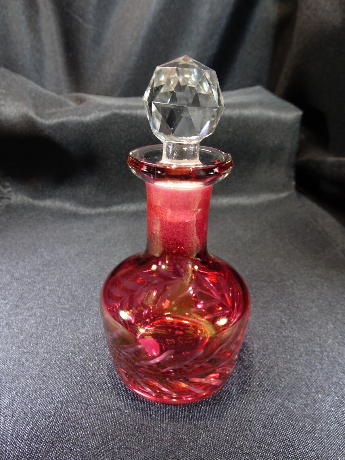 Vintage Bohemian Crystal Red Perfume Bottle