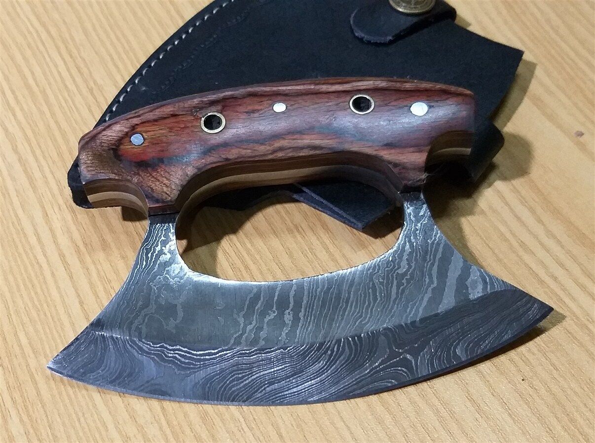 Custom hand made Damascus Steel ULU knife