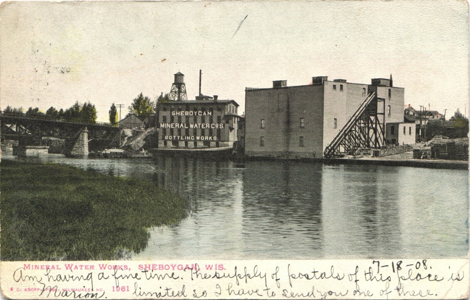 MINERAL WATER WORKS sheboygan wi antique picture postcard wisconsin factory