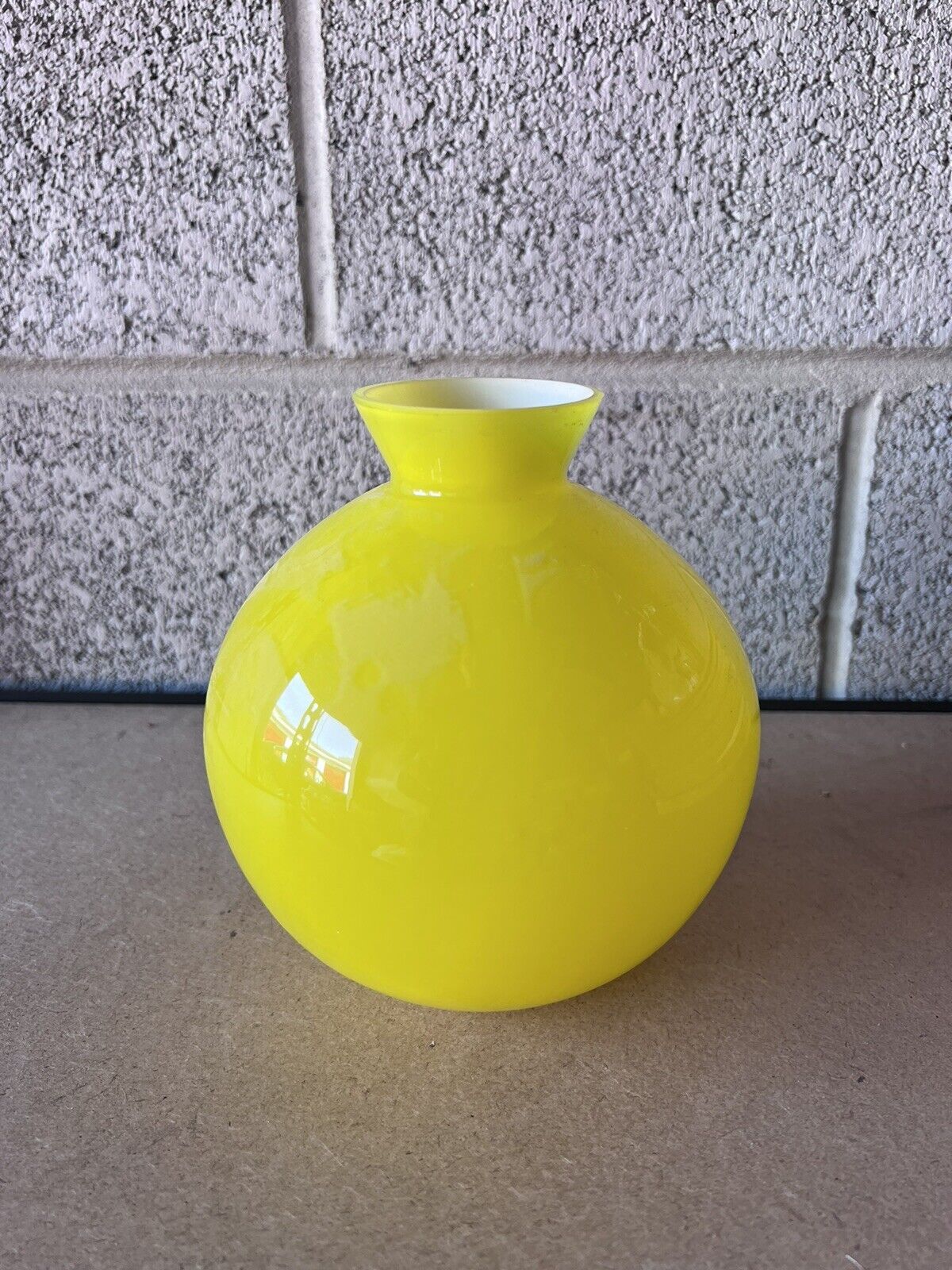 Vintage 70s Yellow Globe Vase