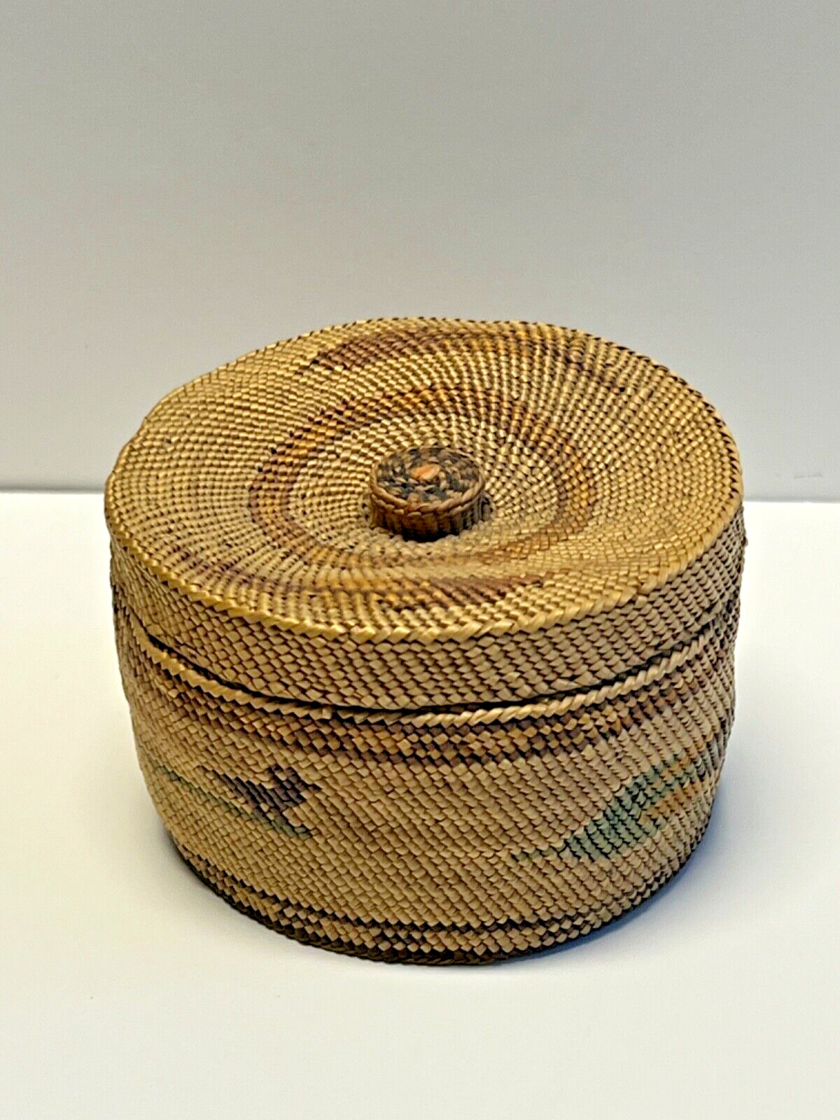Nootka Alaskan Hand Woven Basket; Early 1900s; Small with Lid; Lot 15