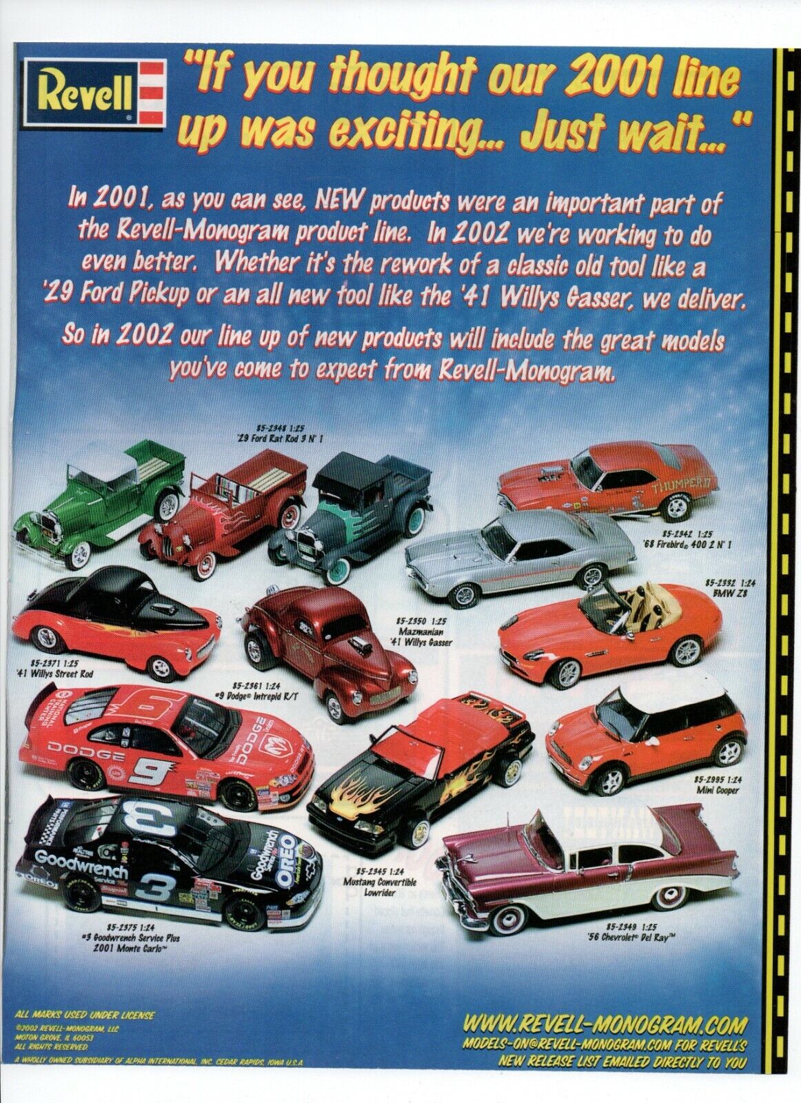 Revell \'29 Ford Pickup \'41 Willys Gasser Model Diecast Cars - 2002 Toys Print Ad