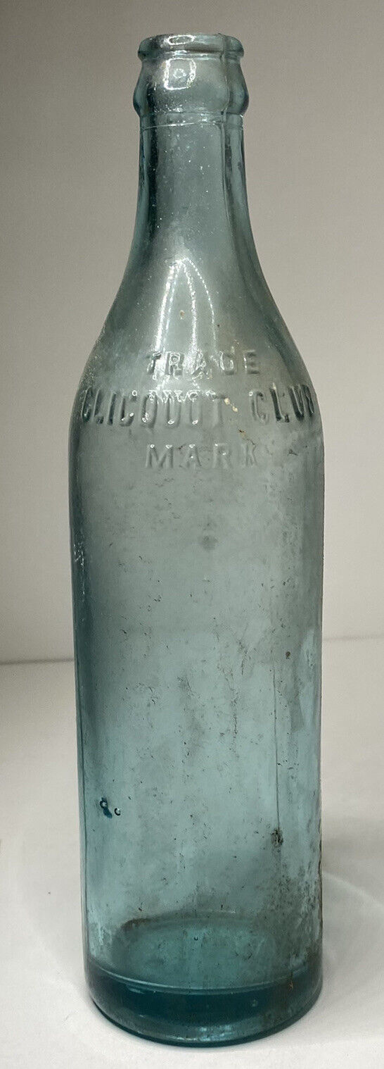 Vintage Aqua Clicquot Club Embossed Glass Bottle Rare 7S Marked