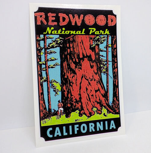 Redwood National Park Vintage Style Travel Decal, Vinyl Sticker, Luggage Label