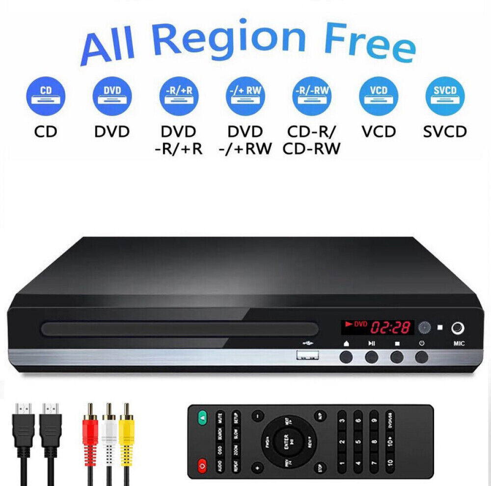 Mini HD DVD Player CD Players for Home HDMI & RCA Cable Included All Region