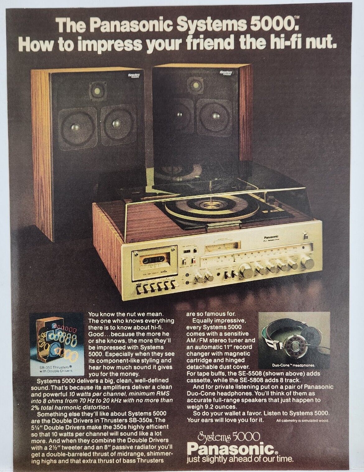 1979 Panasonic 5000 Stereo Tuner Record Changer Tape Player Vtg Poster Print Ad