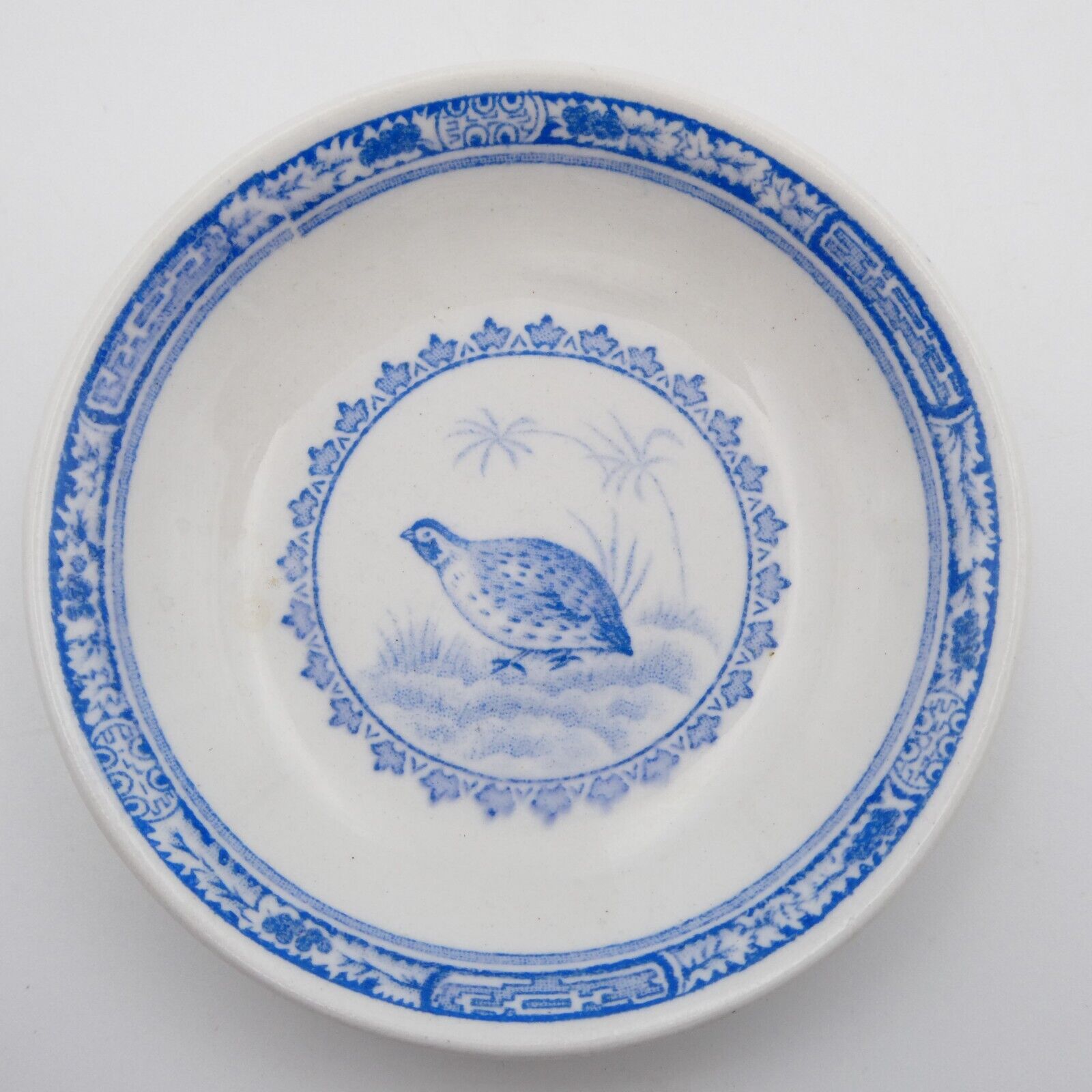 Antique Furnivals Blue Quail Butter Pat Dish Ceramic Made In England 684771