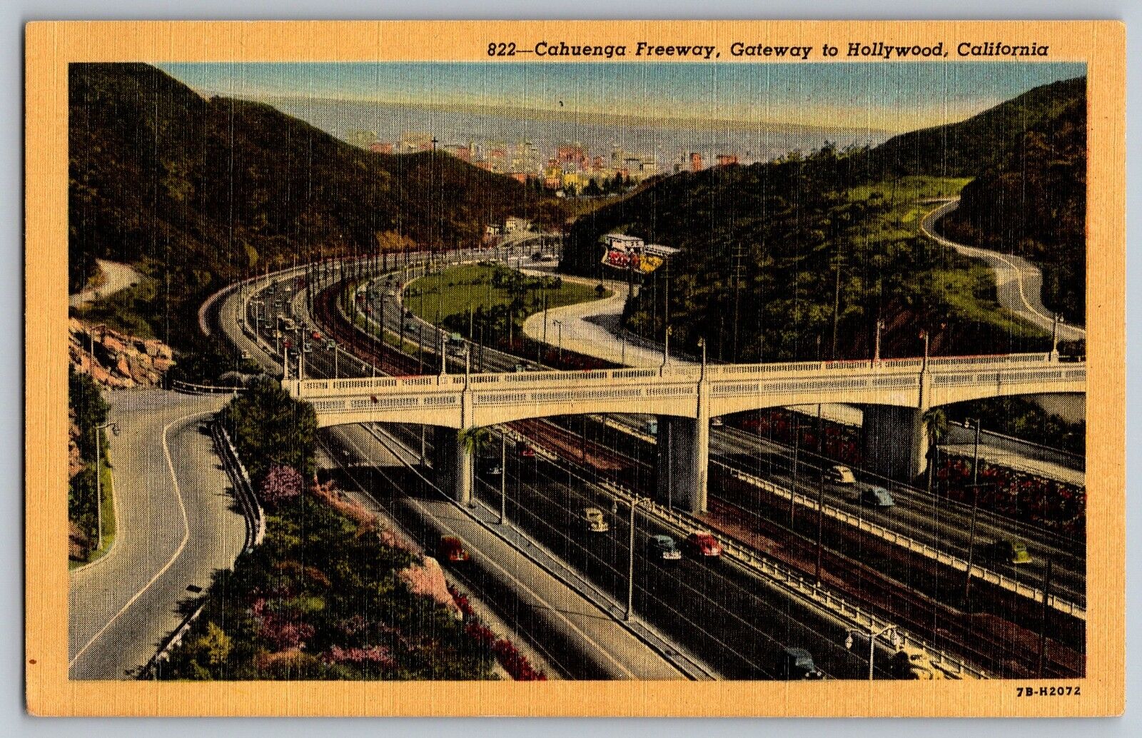 Hollywood, California CA - Cahuenga Freeway - Cahuenga Pass - Vintage Postcard