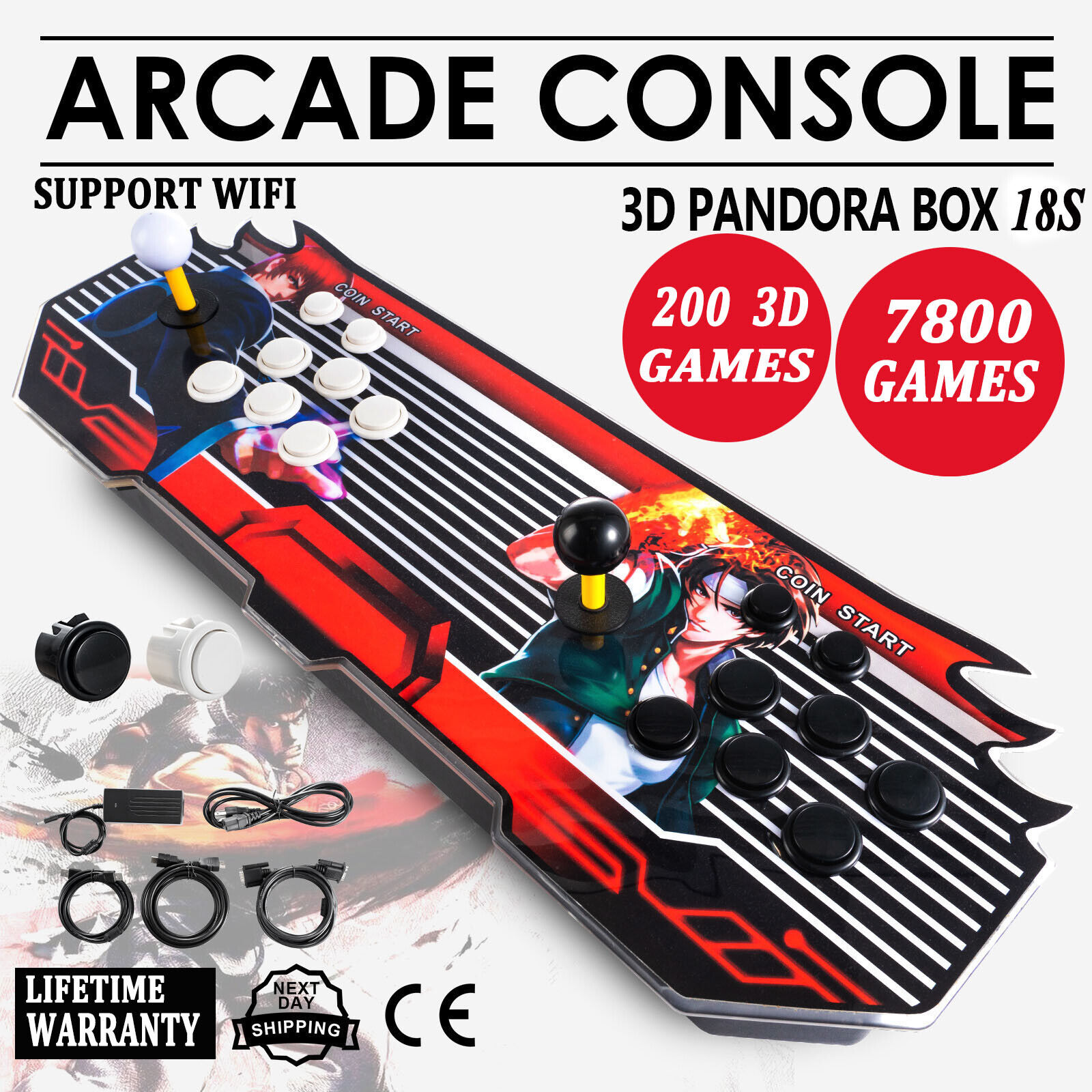 3D WIFI Pandora Box 18S 8000 Retro Video Games Double Stick Arcade Console