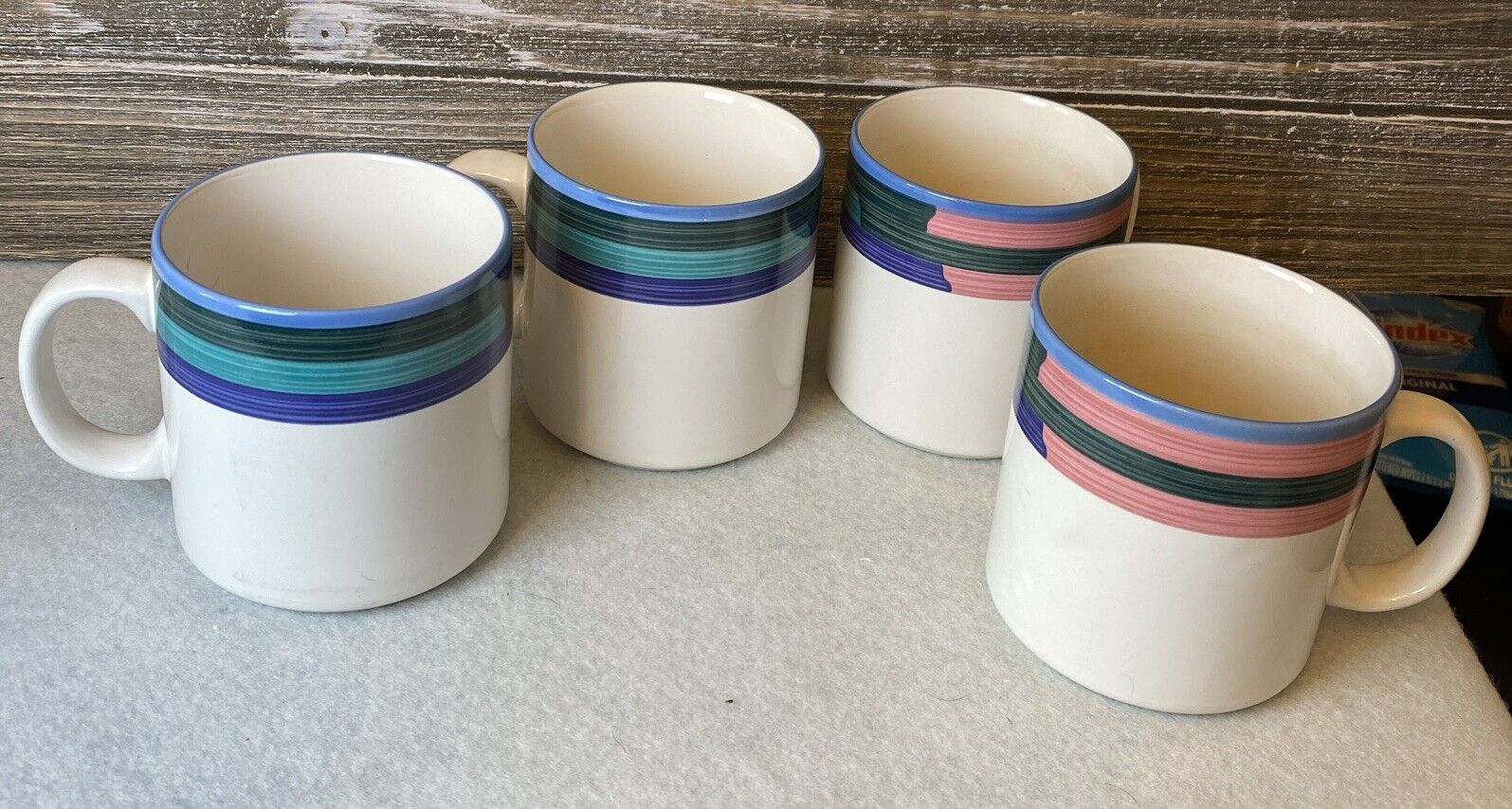 1990’s Design Concepts 3 5/8” Cups Set Of Four Coffee Tea Mugs Vintage Minimal