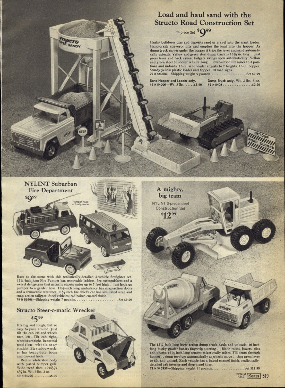 1971 PAPER AD Structo Road Construction Nylint Fire Remote Control Car Transport