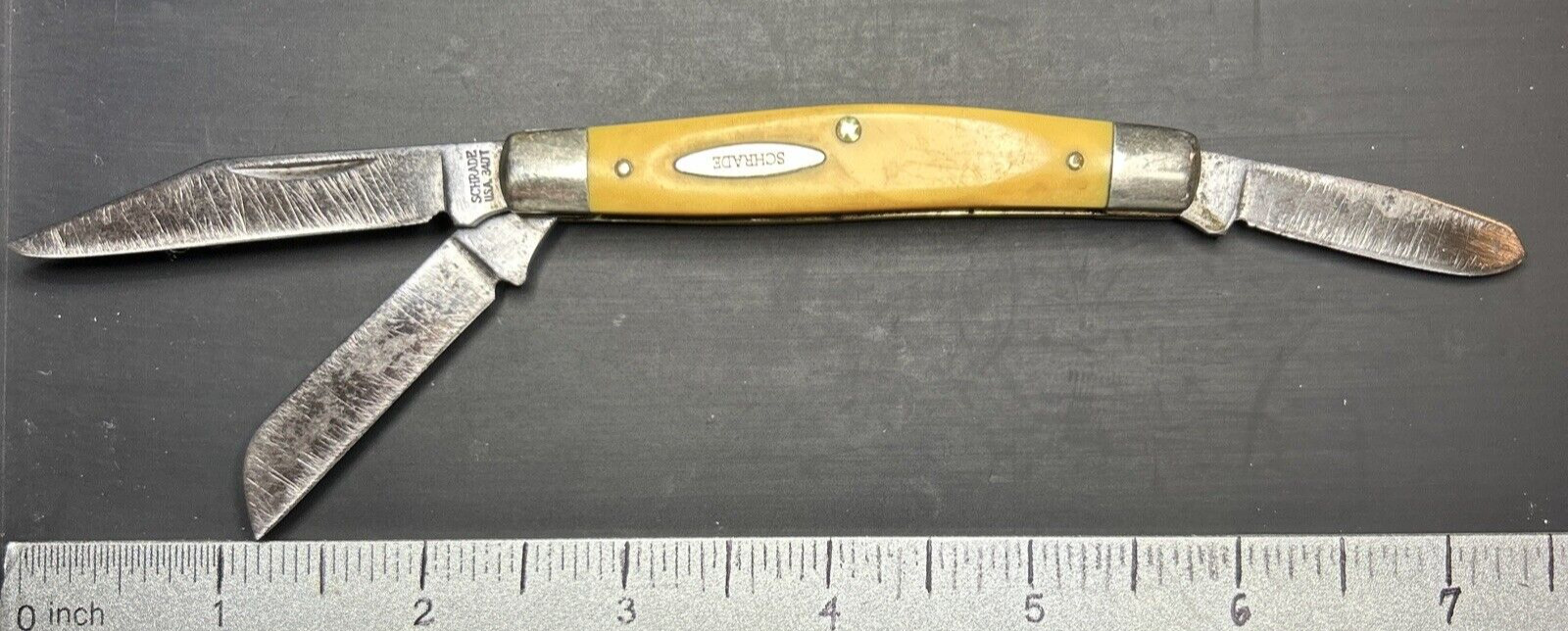 Vintage Schrade USA Old Timer 34OT Three Blade Folding Pocketknife Good Condt
