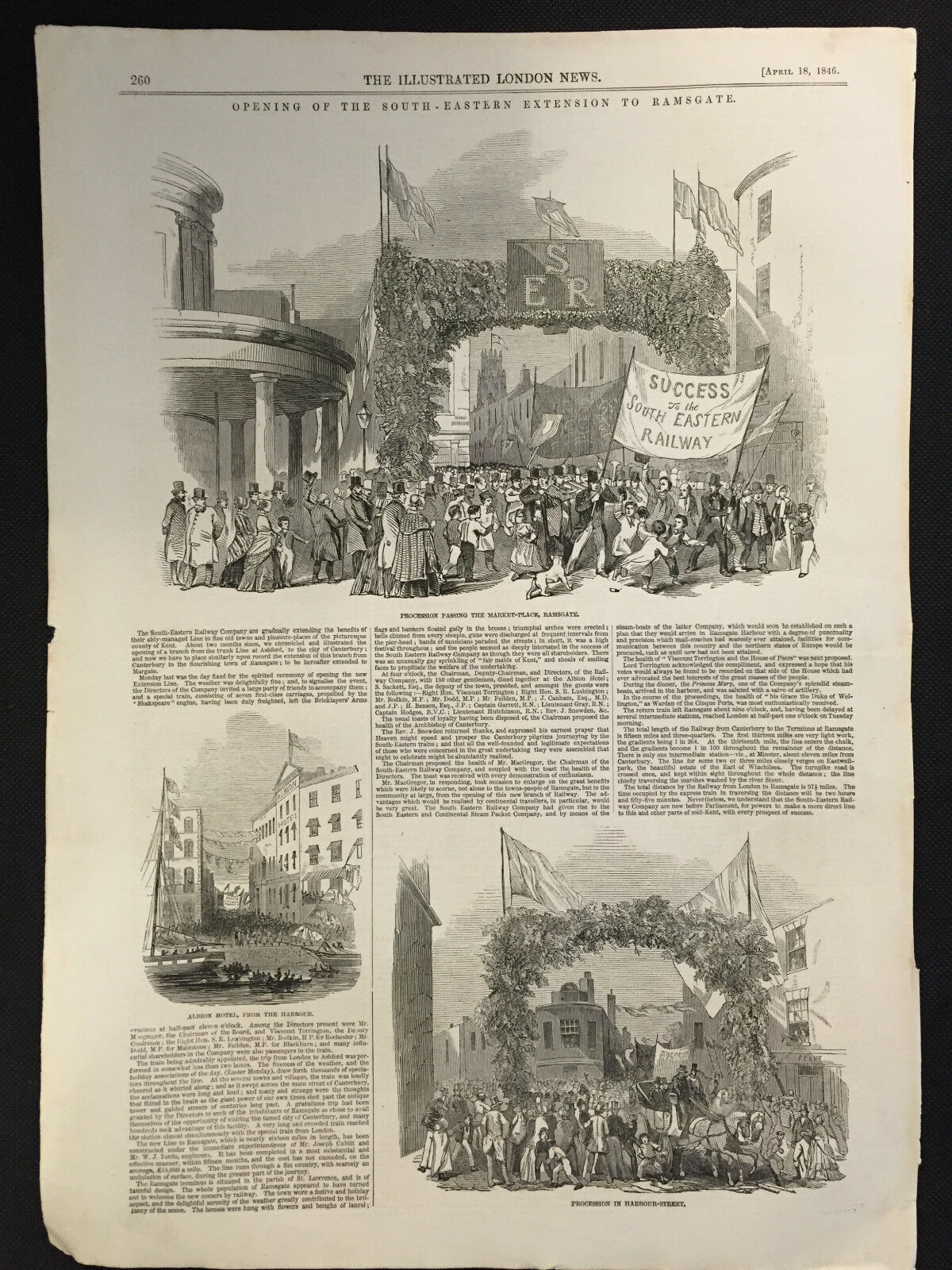 Page from The Illustrated London News April 18th 1846, South-Eastern Railway