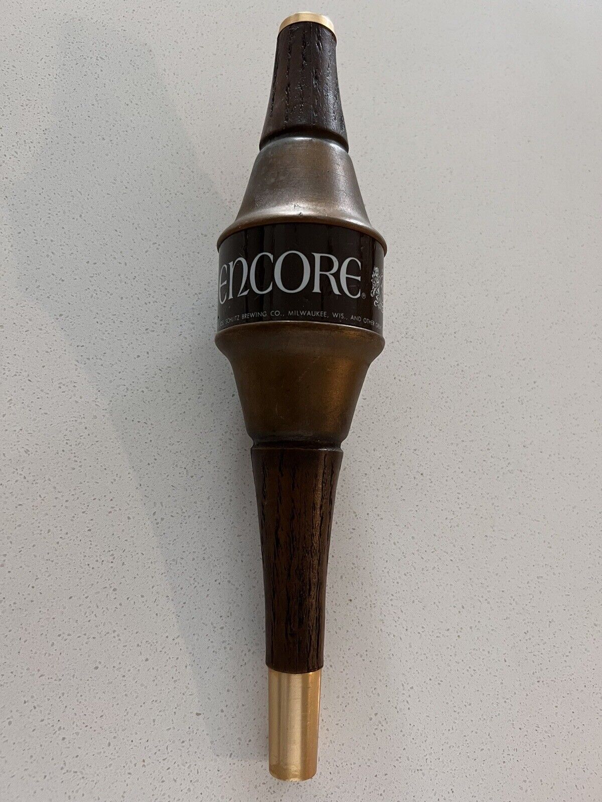 Vintage Encore Brewing Beer Tap Handle Knob 11” Pub Bar Round Schlitz