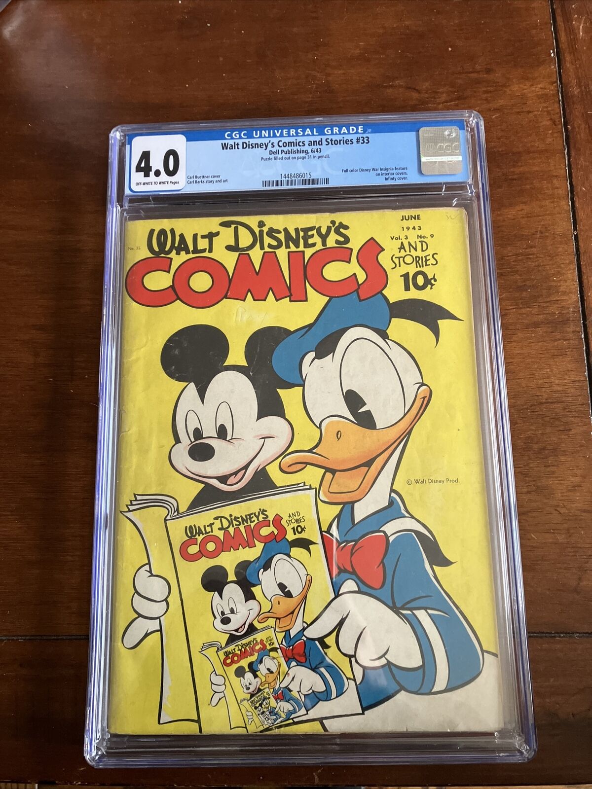 Walt Disney\'s Comics and Stories #33 CGC Mickey Mouse Donald Duck Infinity Cover