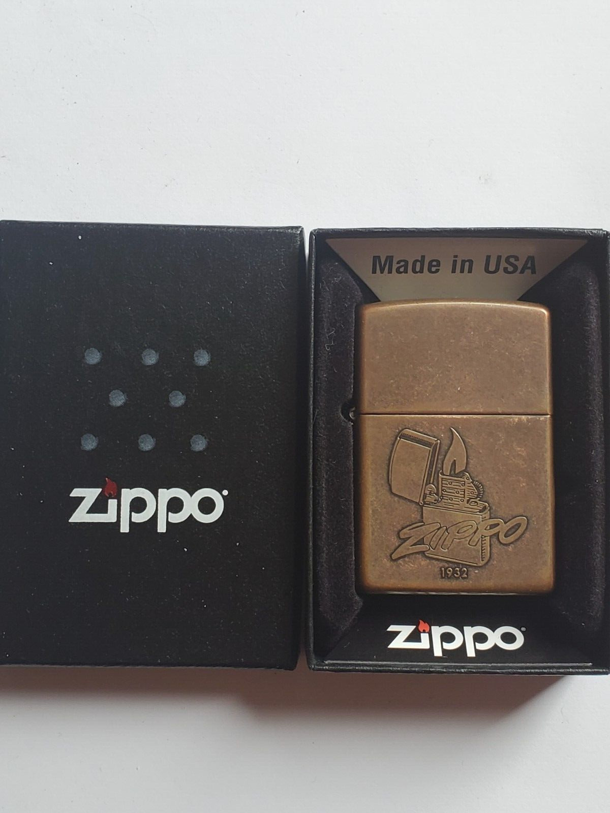1932 copper commemorative zippo vintage lighter brass insert WORKS BOX 💥❤️