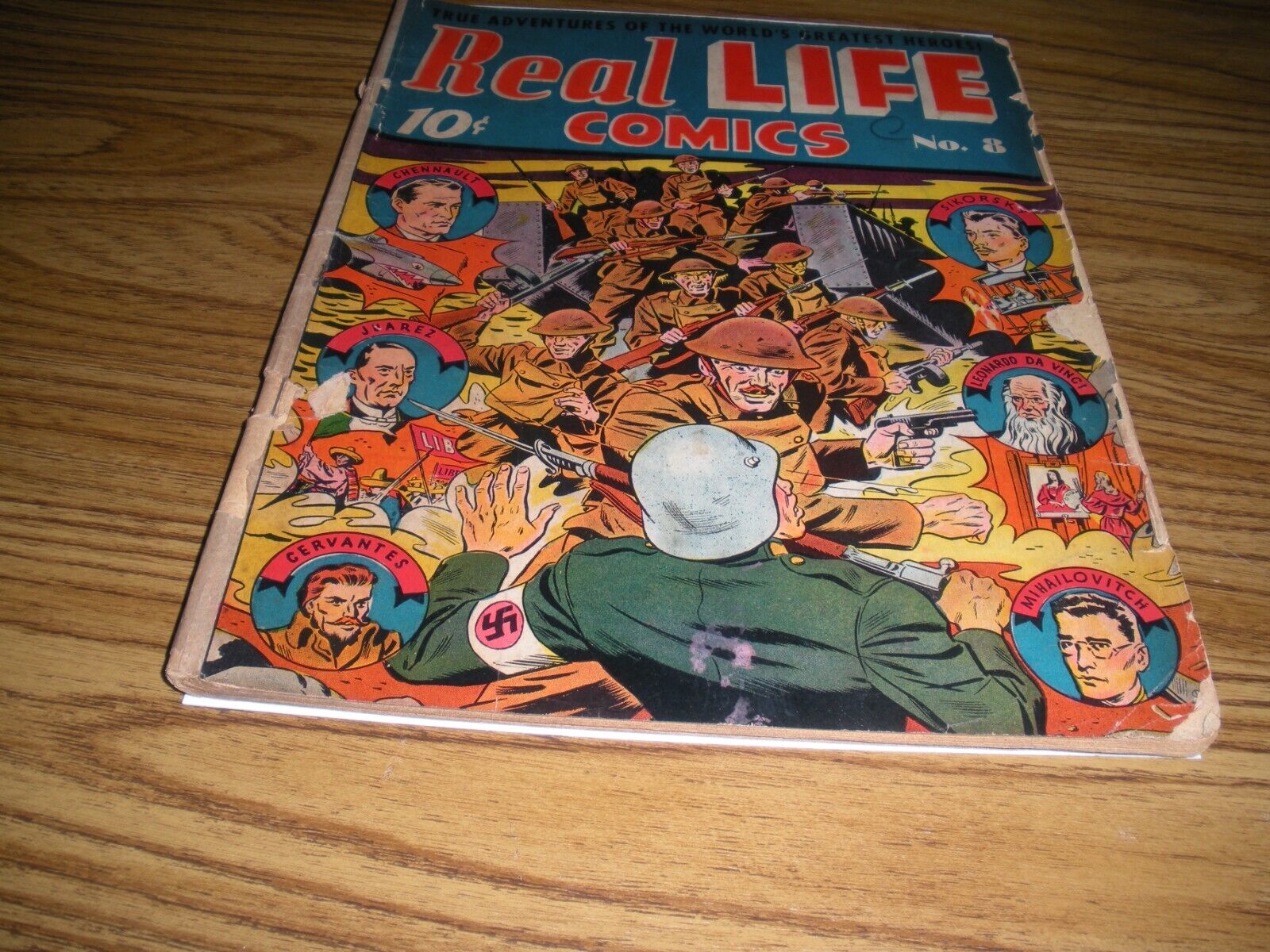 REAL LIFE COMICS #8 WAR COVER ALEX SCHOMBERG ART NOVEMBER 1942 VG+
