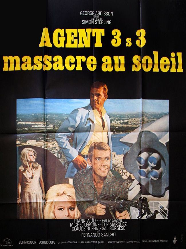 Poster Folded 47 3/16x63in Agent 3S3, Massacre Au Sun 1968 George Ardisson Ec