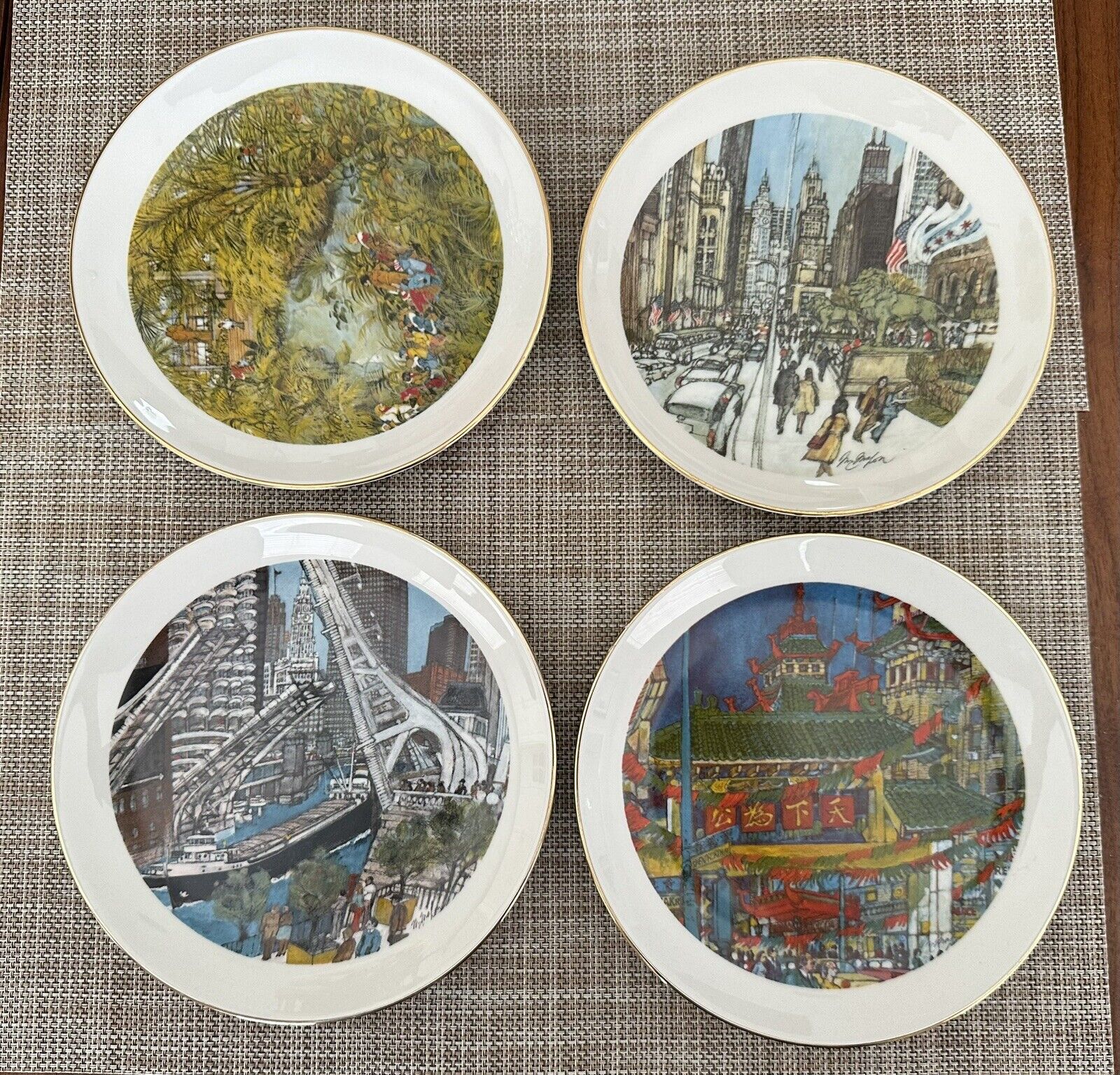 Vintage Franklin McMahon Plates, Limited Chicago Edition - Set of Four