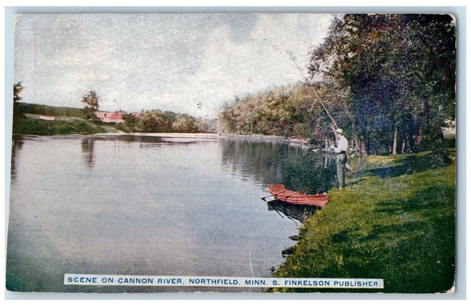 Northfield Minnesota Postcard Scene Cannon River Boat Finkelson Publisher 1909