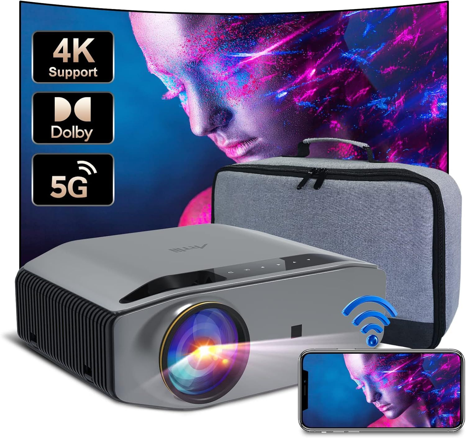5G WiFi Home Theater Projector 4k Supported, Artlii Energon2 Outdoor... 