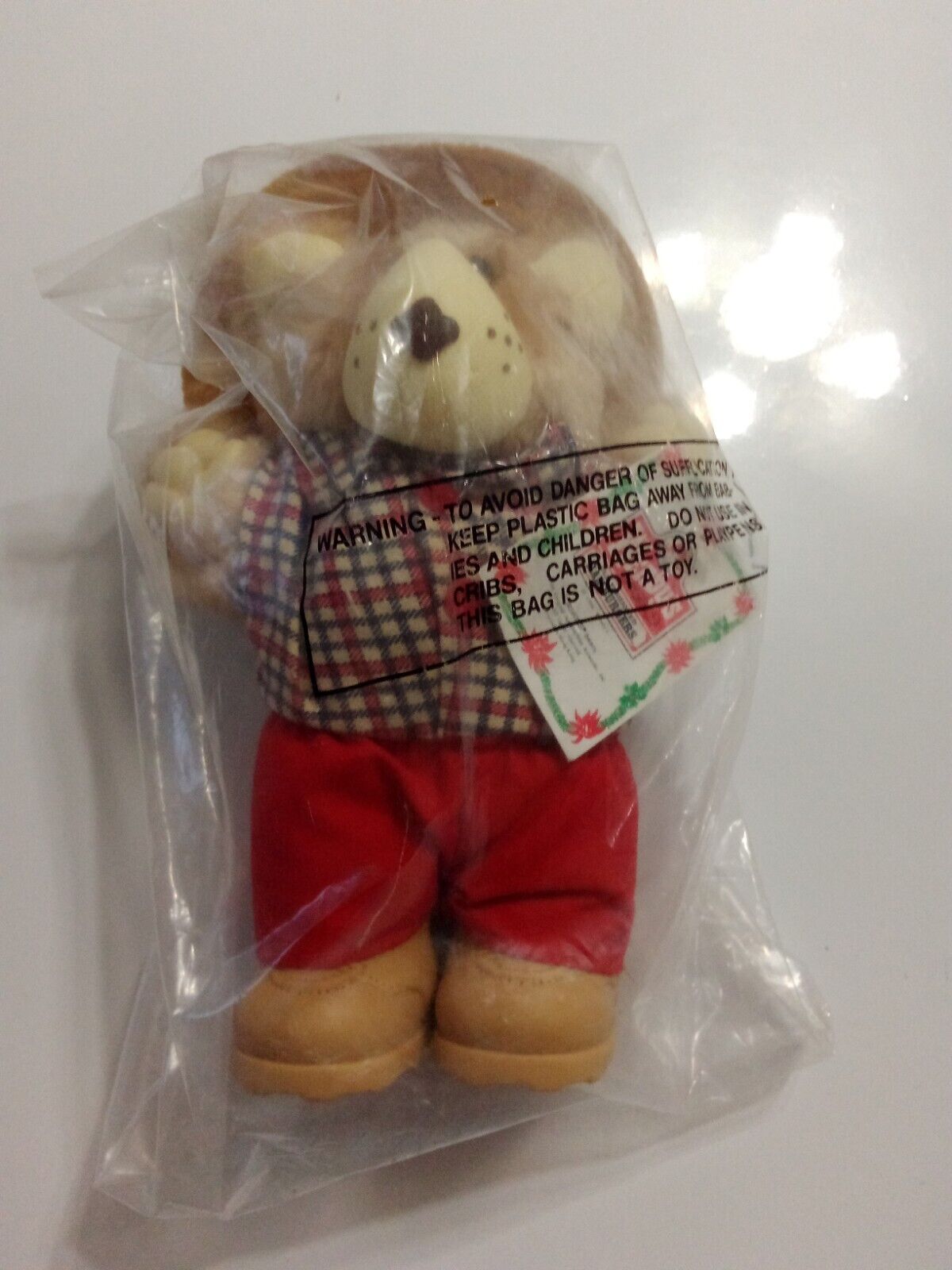 Vintage 1986 Wendy\'s Boone Furskin Happy Holiday Plush Bear Stuffed Animal Toy