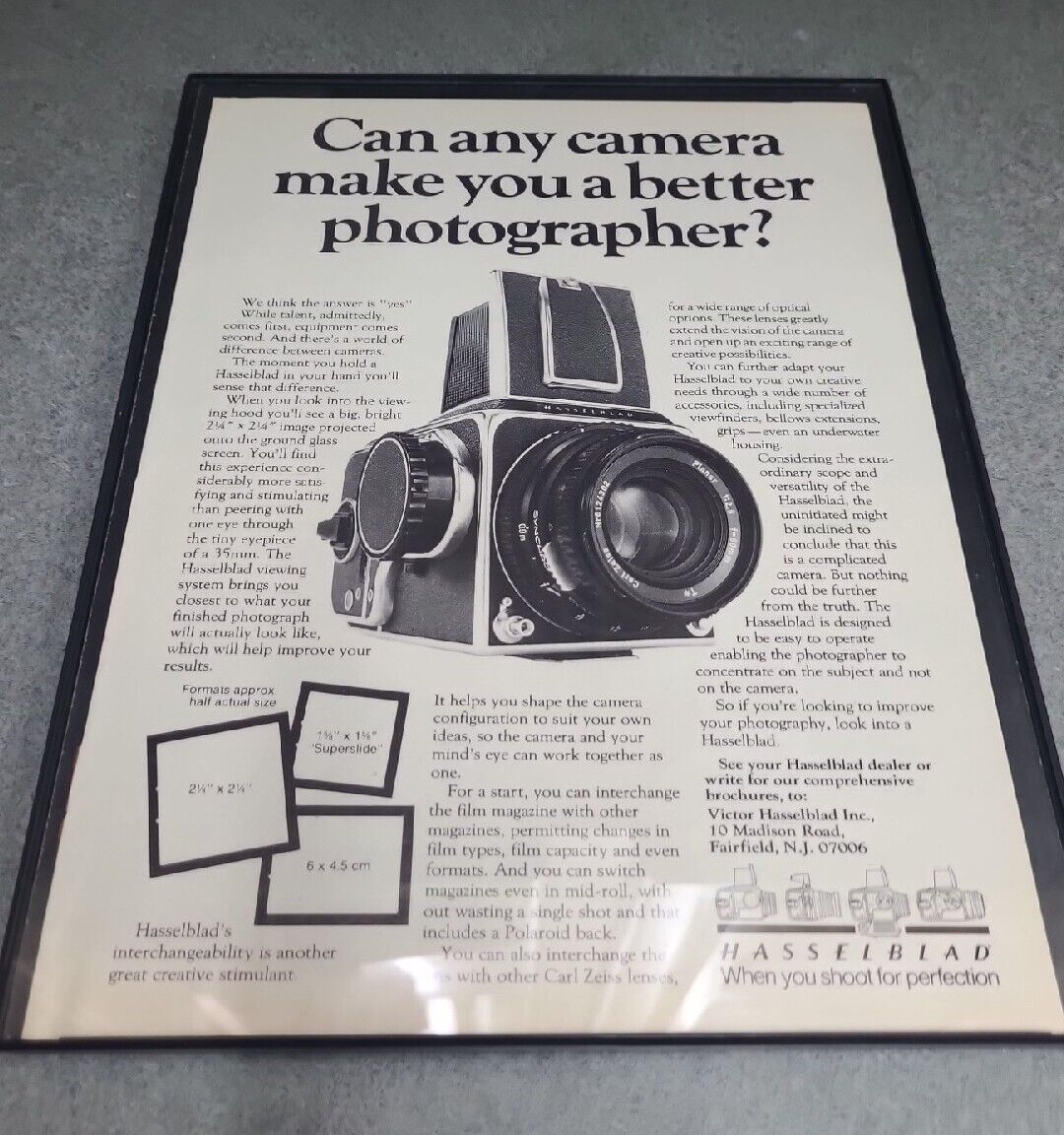 hasselblad Camera Print Ad 1982 Better Photographer Framed 8.5x11 