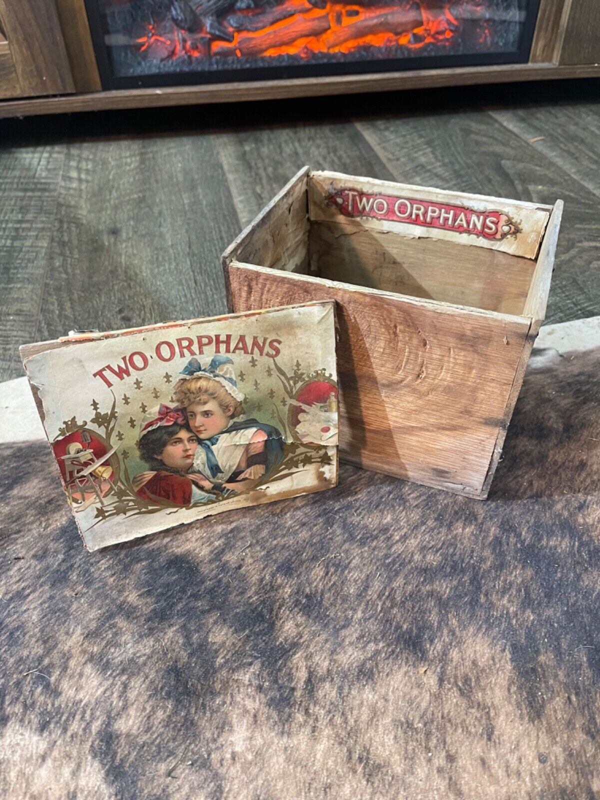 1900’s Vintage Two Orphans cigar box with lid