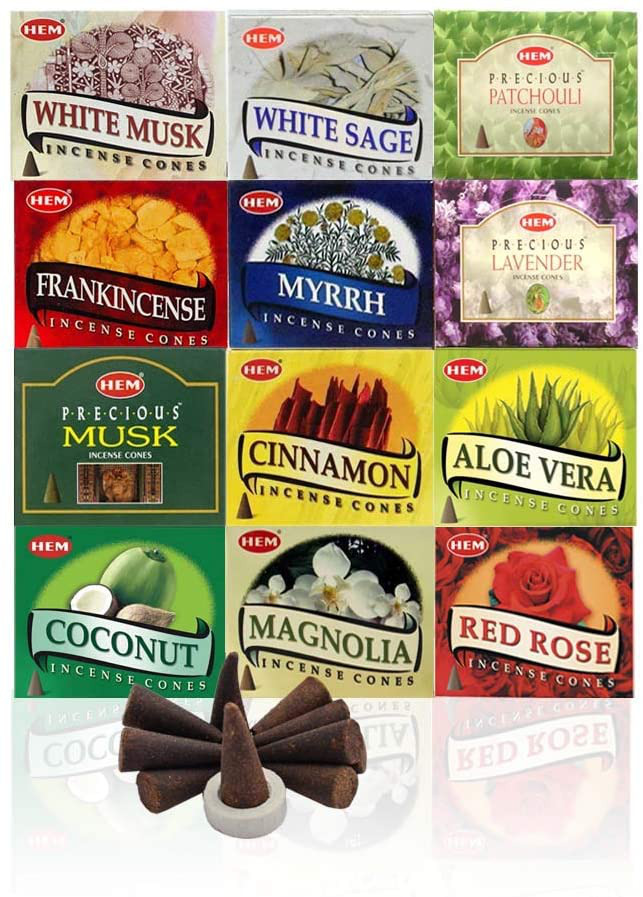 12 Assorted Boxes of Incense Cones, 12 X 10 (120 total)
