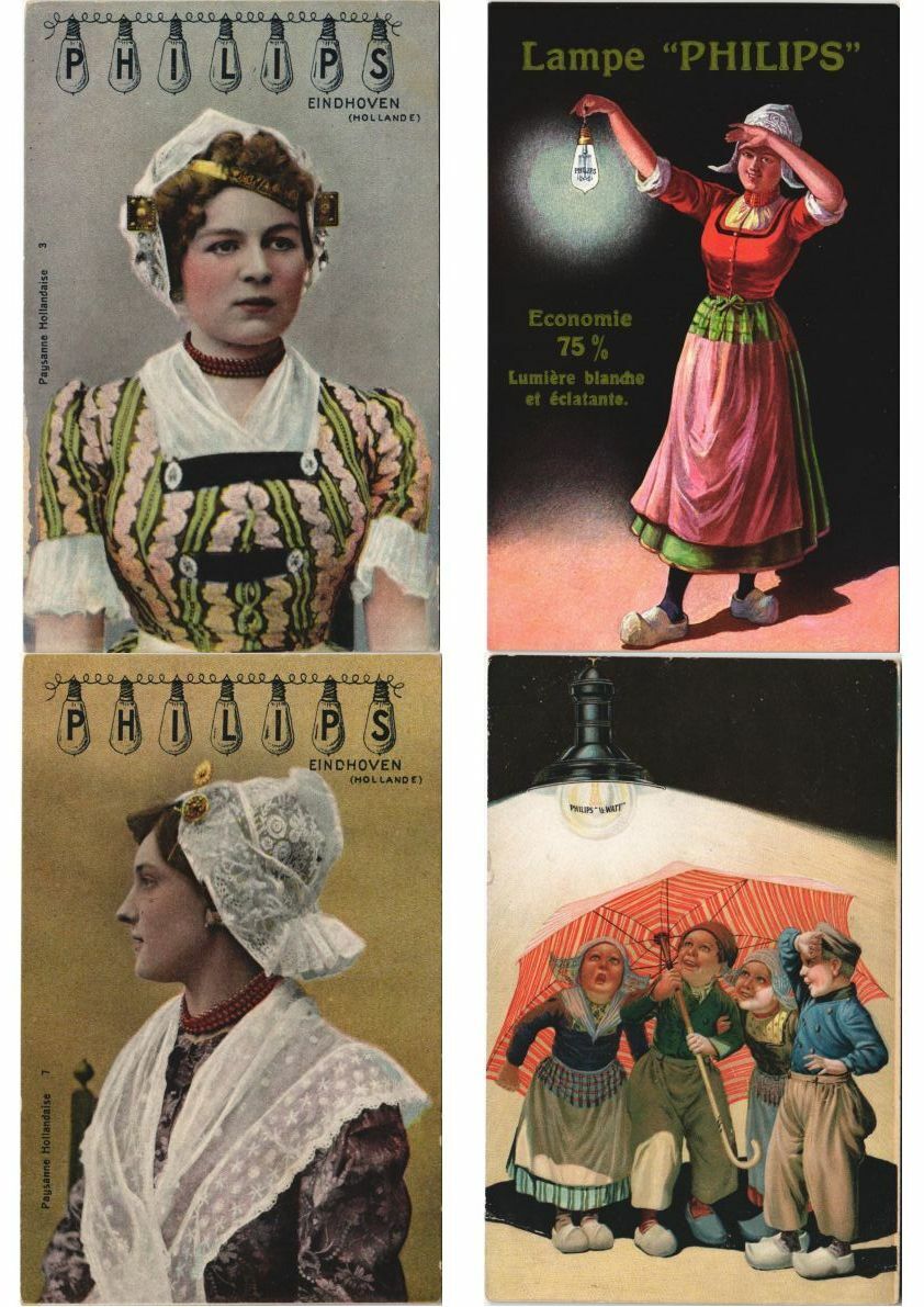 ADVERTISING PHILIPS BULB LAMPS 13 Vintage Postcards (L3980)