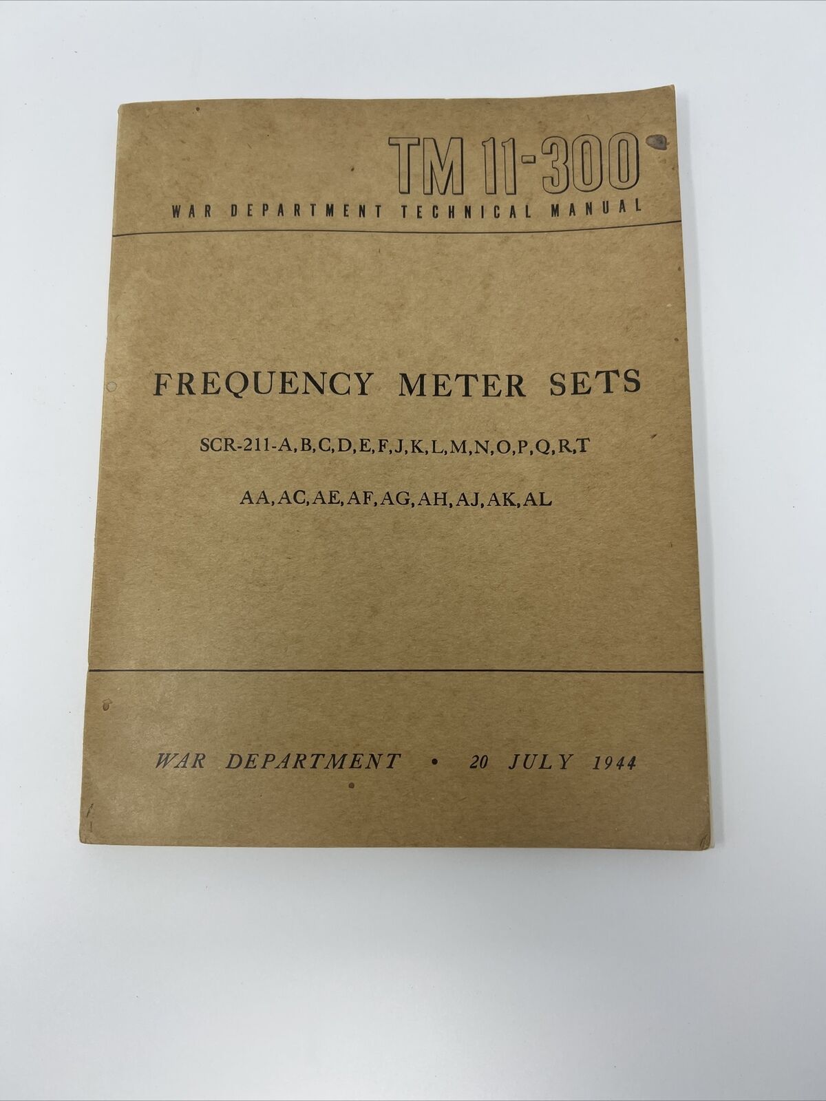 Rare 1944 WWII TM 11-300 War Department Technical Manual Frequency Meter Sets