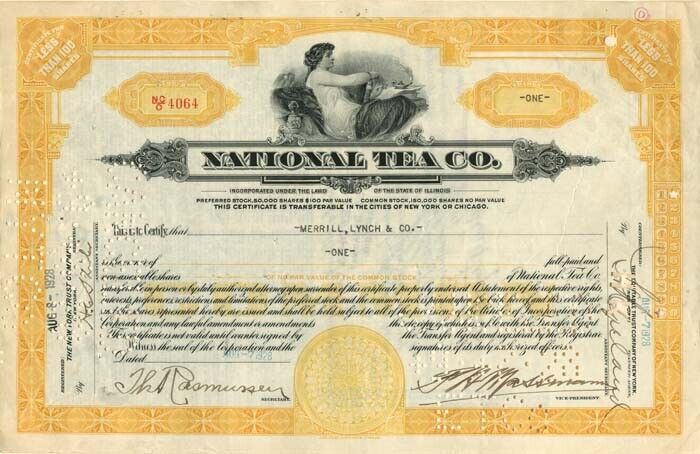 National Tea Co. - Stock Certificate - General Stocks