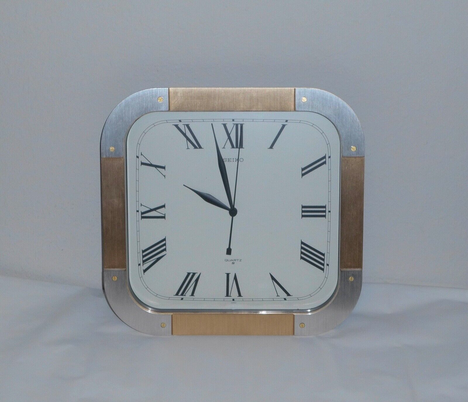 Vintage Seiko Clock Wall Hanging Two Tone 10.75 x 11.25”