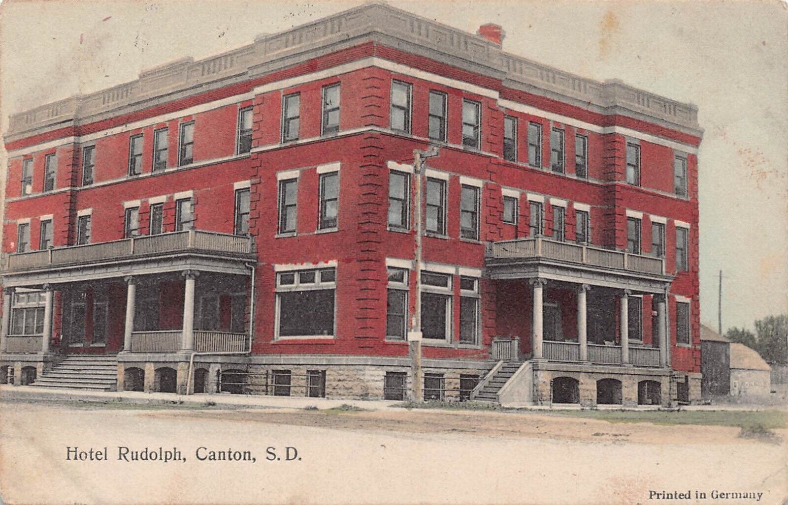 1909 Canton South Dakota SD Hotel Rudolph Postcard  “Hotel Rudolph, Canton, S. D