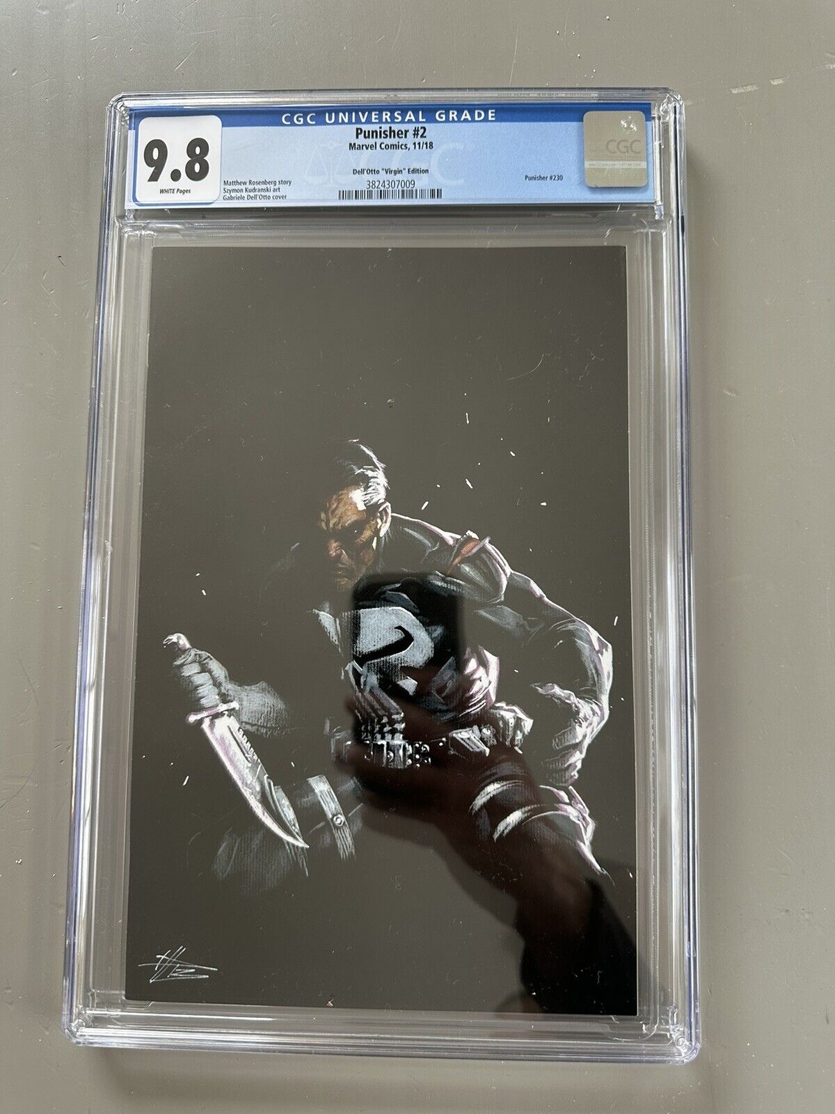The Punisher #2 Dell'Otto Virgin Variant CGC 9.8 - HTF 2018 LGY #230
