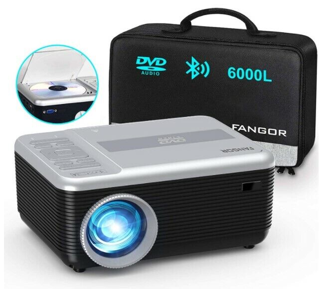 Mini Projector, FANGOR Portable Movie Projector Built in DVD Player, HD 1080P 
