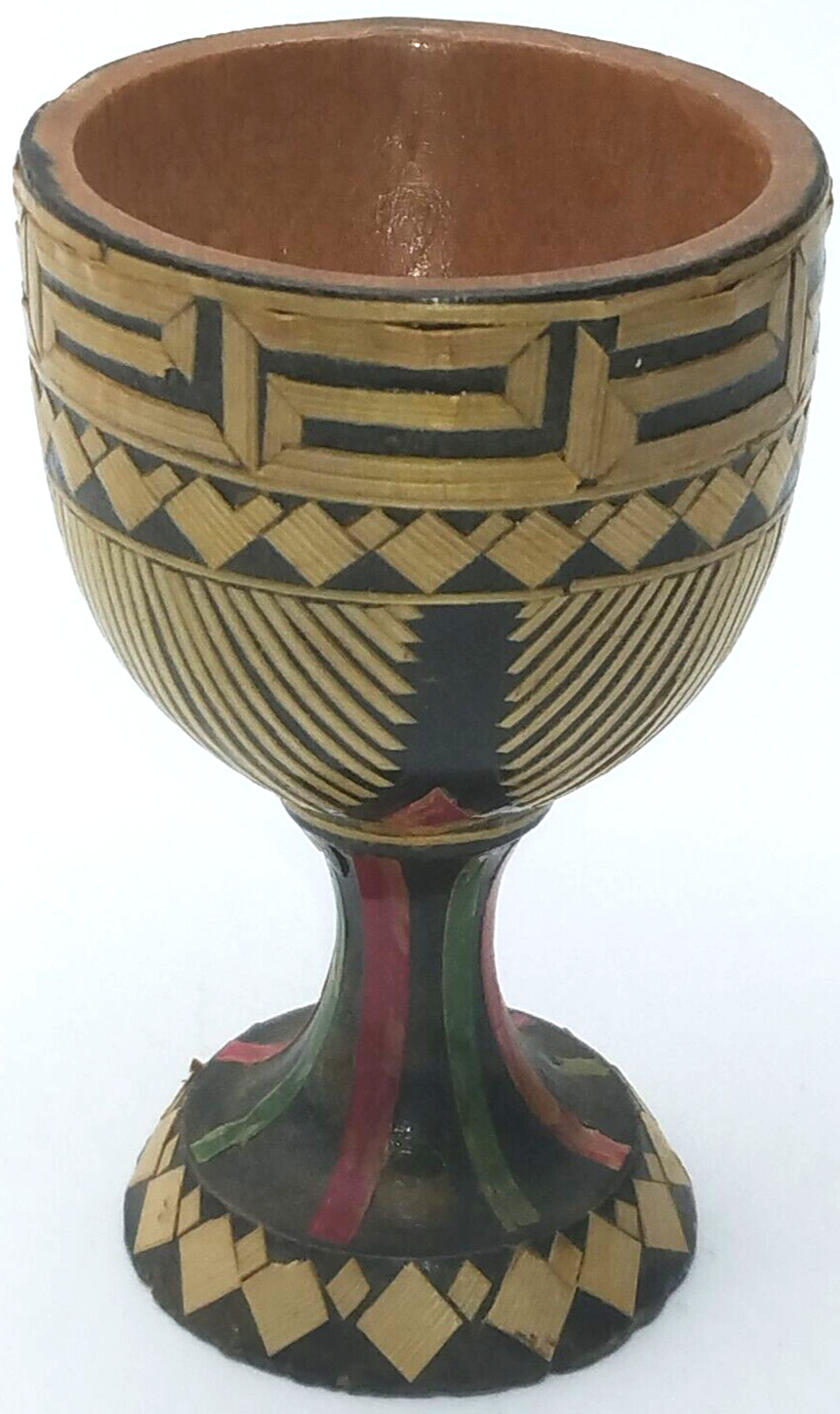 Greece Hand Carved Wooden Mini Goblet Beautiful Design Miliers 1968 RARE