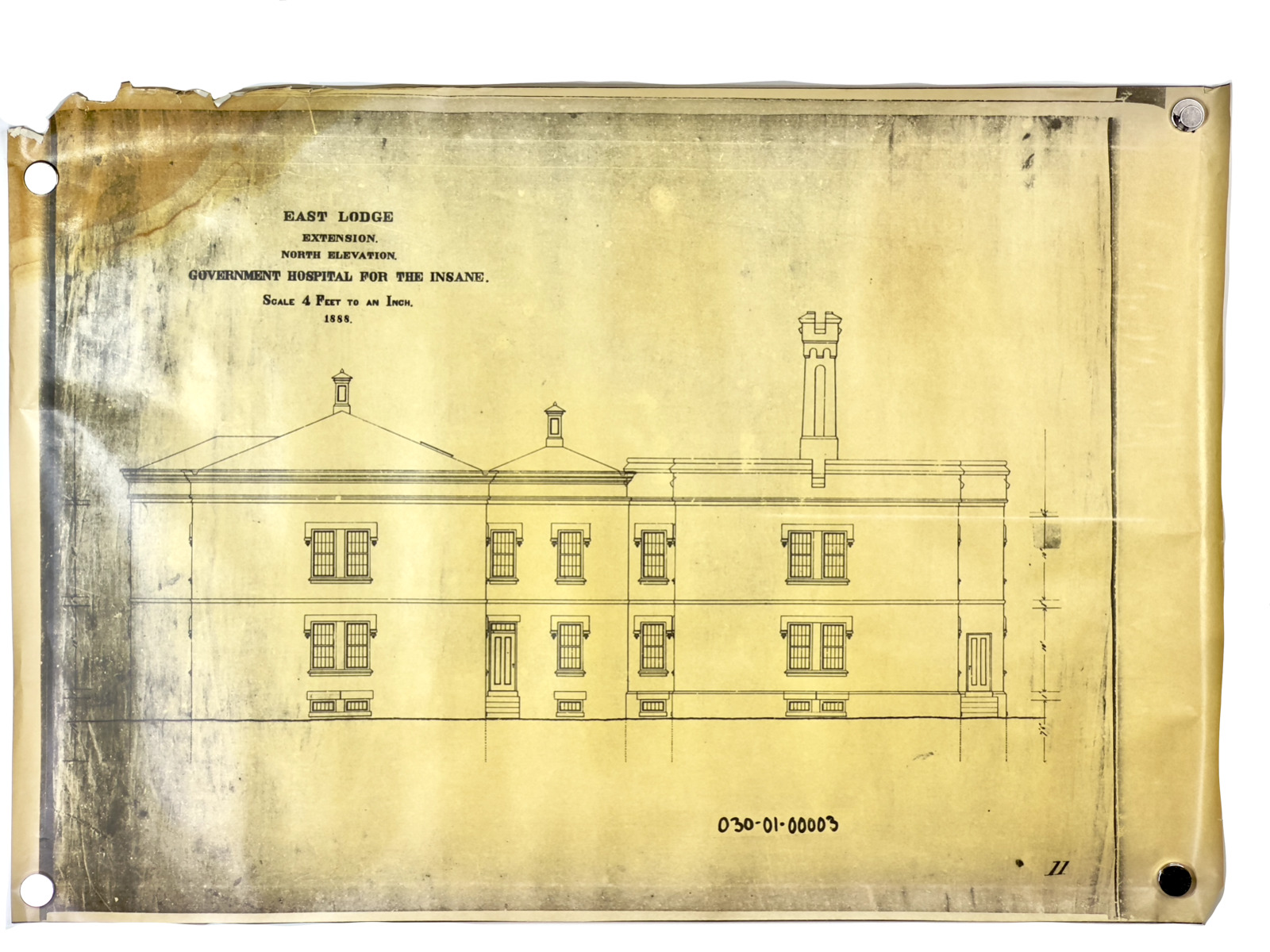 1888 Architectural Drawing- Government Hospital For The Insane- Washington D.C