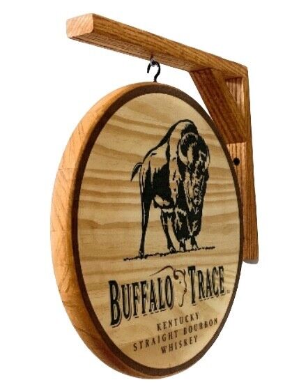 Buffalo Trace Pub Sign - Double sided 12 inch pub sign - includes wooden bracket