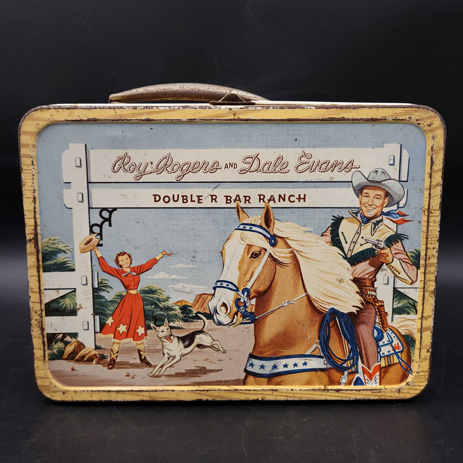 1950\'s Roy Rogers and Dale Evans Double R Bar Ranch Metal Lunch Box