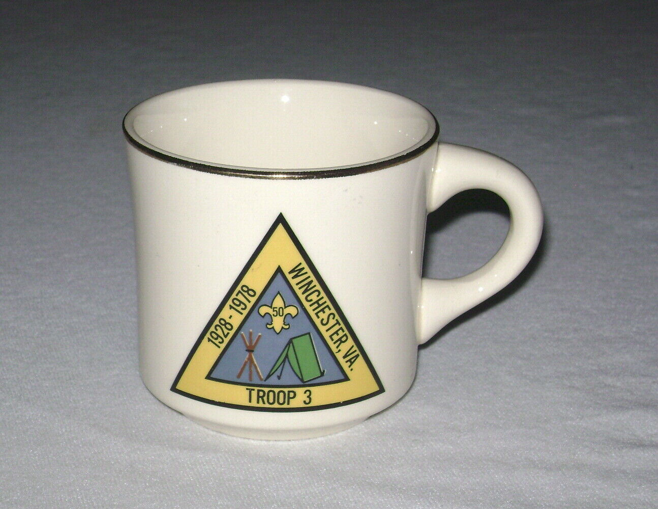USA Ceramic Pottery Mug Boy Scouts Troop 3 Winchester Va. 1978 50th Anniversary