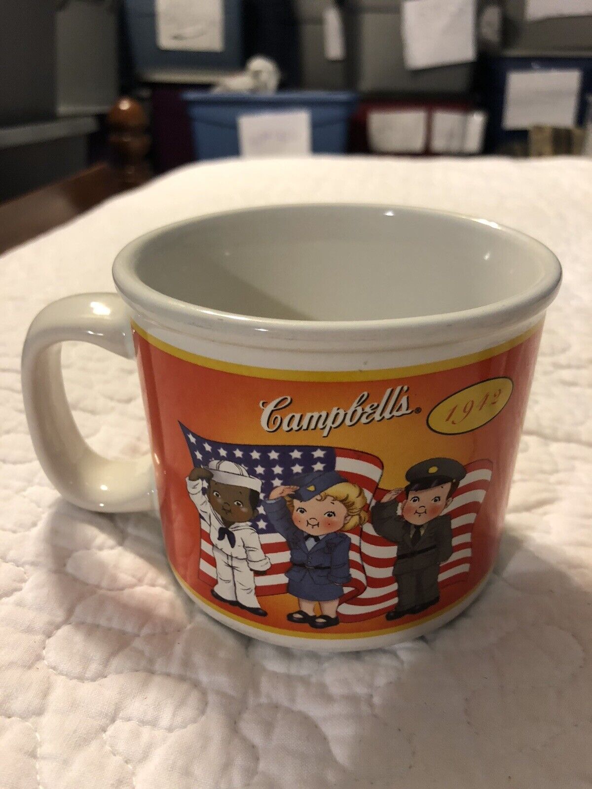 Campbell\'s Kids Soup Mug Coffee Cup 2003 100 Years 1942/1956 Sock Hop Military