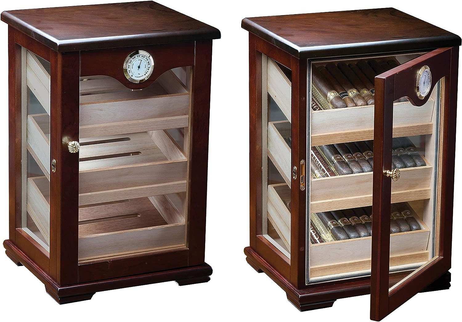 Milano Display Cigar Humidor with 4 Glass Sides & Angled Trays125 Cigar Capacity